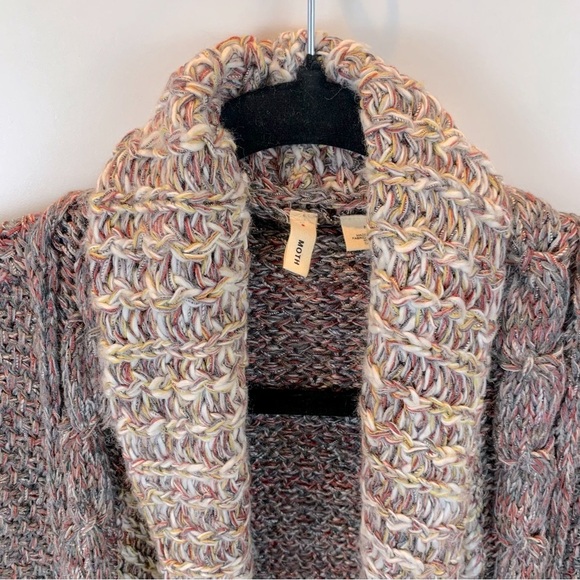 Anthropologie Moth sz M Woodhouse Open Cardigan Sweater Multicolor Cable Knit - Picture 6 of 10